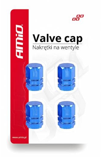AMIO Καπάκι βαλβίδας τροχού 02239, αλουμινίου, μπλε, 4τμχ