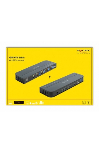 DELOCK HDMI KVM Switch 11483, 4 ports, USB 3.0, 3.5mm, 4K/60Hz, μαύρο