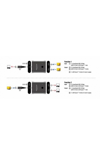DELOCK USB-C switch 11500, 2 σε 1, bidirectional, 8K, 10Gbps, γκρι