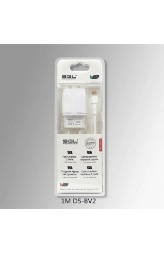 Αντάπτορας φόρτισης με 2 θύρες USB και καλώδιο Lightning - 1m - 000097
