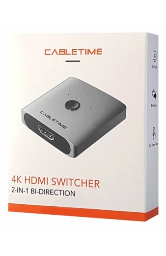 CABLETIME HDMI switch CT-HS4K, 2 σε 1, 4K, bidirectional, γκρι