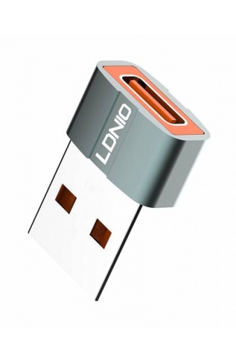 LDNIO αντάπτορας USB σε USB-C LC150, αρσενικό σε θηλυκό, γκρι