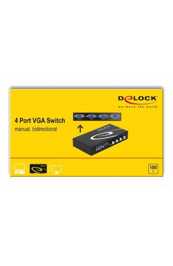 DELOCK VGA switch 87635, 4 σε 1, 1080p, bidirectional, μαύρο