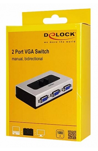 DELOCK VGA switch 87758, 2 σε 1, bidirectional, 1080p/60Hz, ασημί