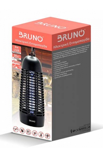 BRUNO ηλεκτρική εντομοπαγίδα BRN-0185 με UV λυχνία, 6W, μαύρη