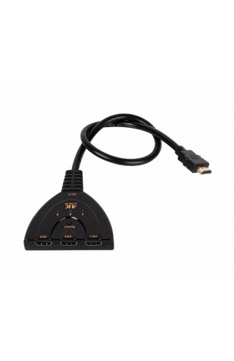 POWERTECH HDMI Switch CAB-H077, 3 σε 1, 4K, 0.50m, μαύρο