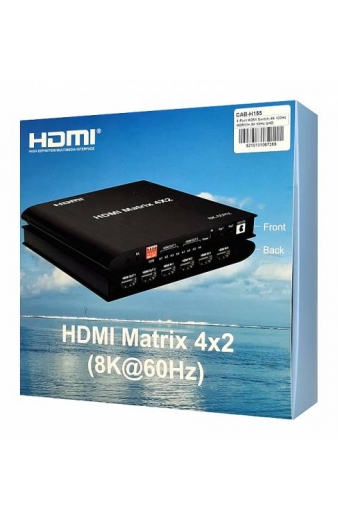 HDMI matrix switch CAB-H155 με τηλεχειριστήριο, 4 σε 2, 8K/60Hz, μαύρο