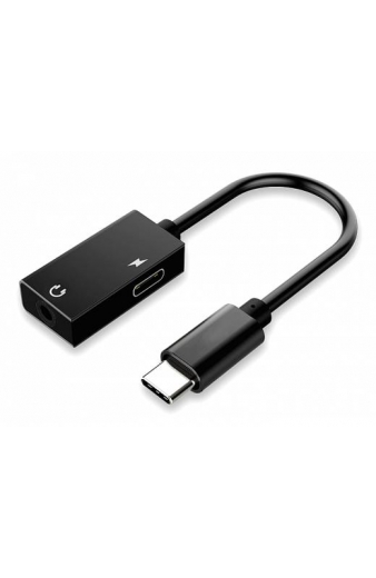 POWERTECH αντάπτορας USB-C σε USB-C & 3.5mm CAB-UC053, μαύρος
