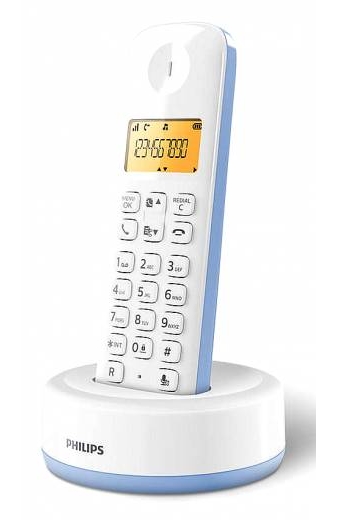 PHILIPS ασύρματο τηλέφωνο D1601S-34, με ελληνικό μενού, λευκό-μπλε