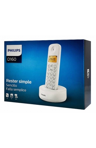 PHILIPS ασύρματο τηλέφωνο D1601W-34, με ελληνικό μενού, λευκό
