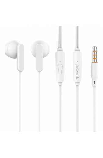 CELEBRAT earphones με μικρόφωνο G23, 3.5mm σύνδεση, Φ14mm, 1.2m, λευκά