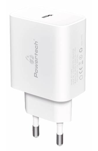 POWERTECH φορτιστής τοίχου PT-1043, USB-C, PD QC3.0, 30W, λευκός