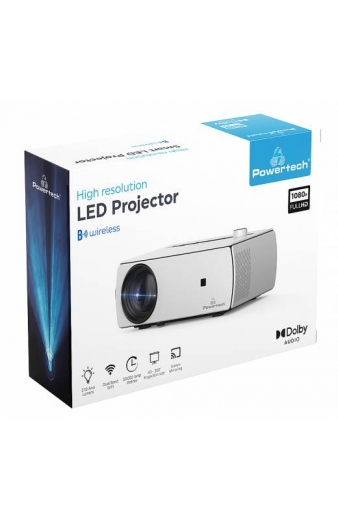 POWERTECH LED βιντεοπροβολέας PT-983, 1080p, Dolby Audio, WiFi, λευκός