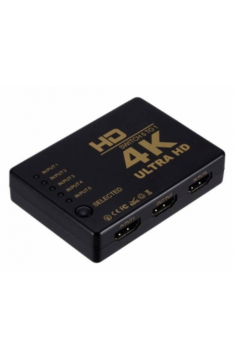 POWERTECH HDMI amplifier switch PTH-052 με τηλεχειριστήριο, 5 σε 1, 4K