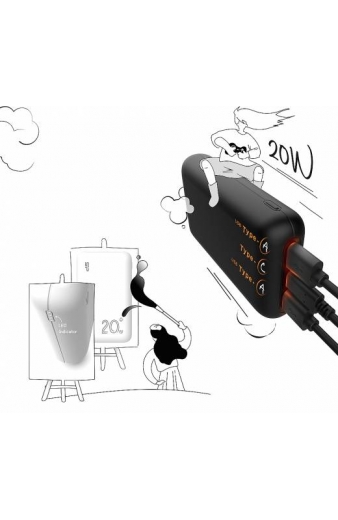 SILICON POWER power bank QS58, 1x USB-C & 2x USB, 20000mAh, 20W, μαύρο