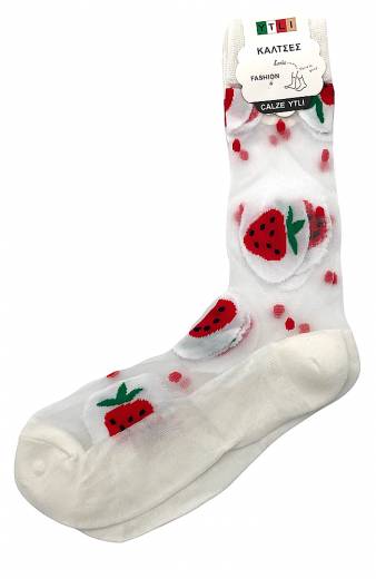 Διάφανες Κάλτσες Strawberry - White