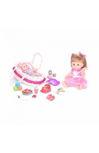 Κούκλα μωρό με κρεβατάκι και αξεσουάρ φροντίδας - WZB9806-10 - 345376