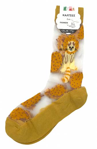 Διάφανες Κάλτσες Cat - Yellow