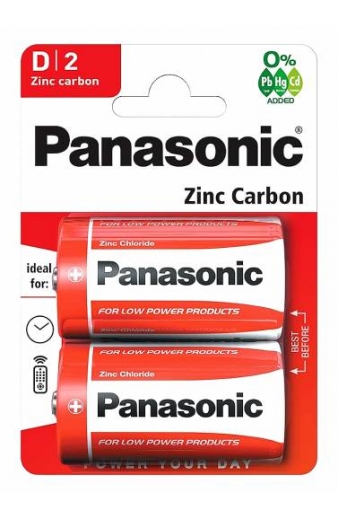 PANASONIC μπαταρίες Zinc Carbon, D/R20, 1.5V, 2τμχ