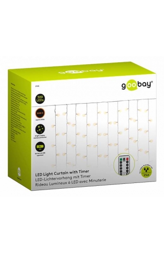 GOOBAY LED λαμπάκια κουρτίνα 57943, 3000K, 4.1m, IP44, USB, 300 LED