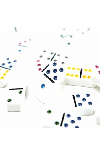 Έγχρωμο Ντόμινο σε Μεταλλικό κουτί 28 τεμ. – Double six color dot dominoes