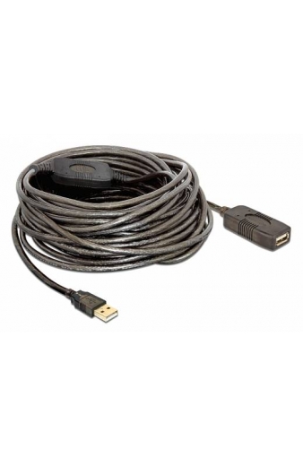 DELOCK καλώδιο USB 2.0 αρσενικό σε θηλυκό 82689, active, 15m, μαύρο