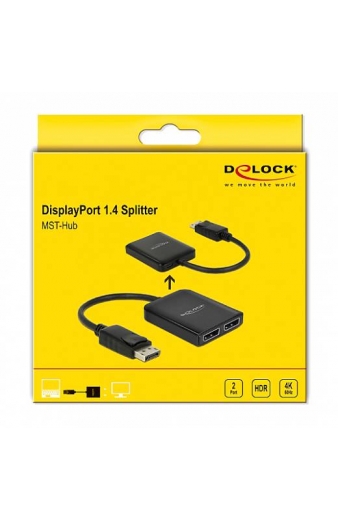 DELOCK splitter DisplayPort σε 2x DisplayPort 87768, Dual Mode, MST, 4K