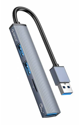ORICO USB hub AH-A12F με card reader, 3x θυρών, 5Gbps, USB σύνδεση, γκρι