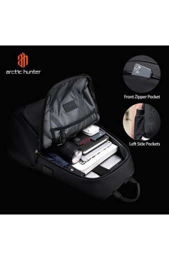 ARCTIC HUNTER τσάντα πλάτης B00423-BK με θήκη laptop 15.6, μαύρη