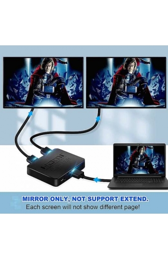 POWERTECH HDMI splitter CAB-H156, 1-in σε 2-out, 4K/30Hz, HDR/HDCP, μαύρο