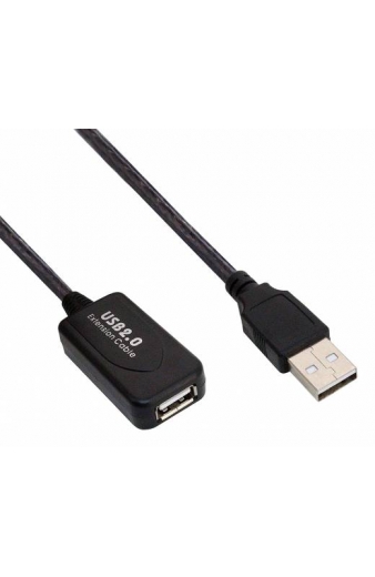 POWERTECH καλώδιο προέκτασης USB CAB-U041, ενισχυτής, 480Mbps 10m, μαύρο