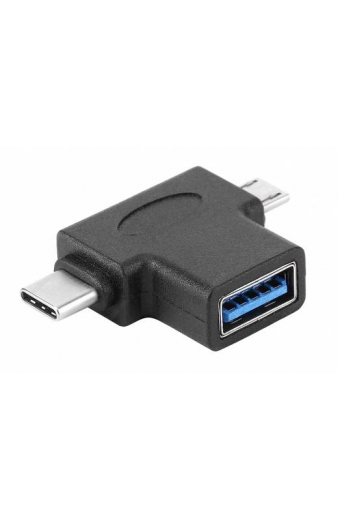 POWERTECH αντάπτορας USB σε USB-C & Micro USB CAB-U117, 5Gbps, μαύρος