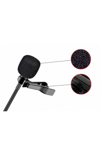 POWERTECH μικρόφωνο CAB-UC048 με ενσωματωμένο clip-on, USB-C, 1.5m μαύρο
