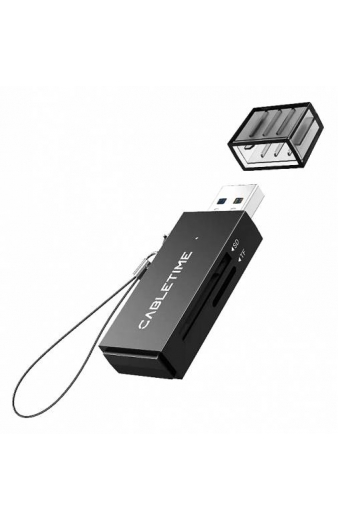 CABLETIME card reader CT-ASD3-PB για SD & micro SD, USB, 5Gbps, μαύρο