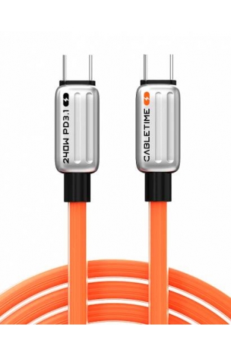 CABLETIME καλώδιο USB-C CT-CM240-ZSO1, 240W, 480Mbps, 1m, πορτοκαλί