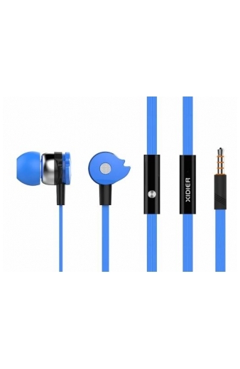CELEBRAT earphones με μικρόφωνο D1, 3.5mm, Φ10mm, 1.2m flat, μπλε