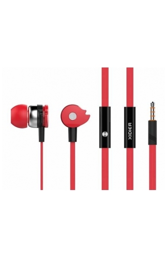 CELEBRAT earphones με μικρόφωνο D1, 3.5mm, Φ10mm, 1.2m flat, κόκκινα