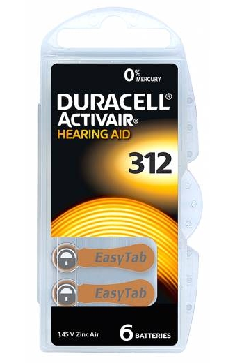 DURACELL μπαταρίες ακουστικών βαρηκοΐας Activair 312, 1.45V, 6τμχ