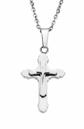 Σταυρός με Αλυσίδα Από Ατσάλι - Silver