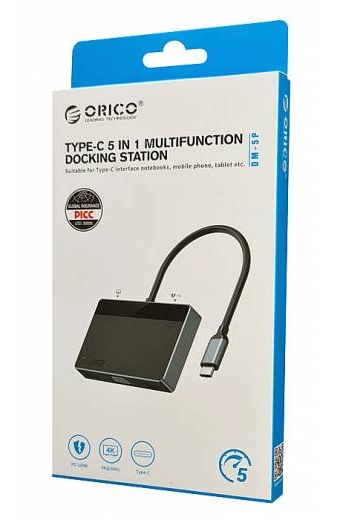ORICO docking station DM-5P, 5 θυρών, USB-C σύνδεση, 100W PD, 4K, μαύρο