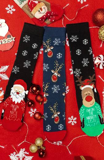 Σετ Κάλτσες Santa’s List - 3 Τεμάχια