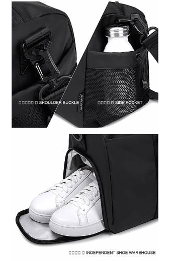ARCTIC HUNTER τσάντα ταξιδίου LX00537 με θήκη παπουτσιών, 25L, μαύρη