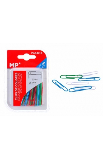 MP πλαστικοποιημένοι συνδετήρες PA342-6, 50mm, 25τμχ, χρωματιστοί
