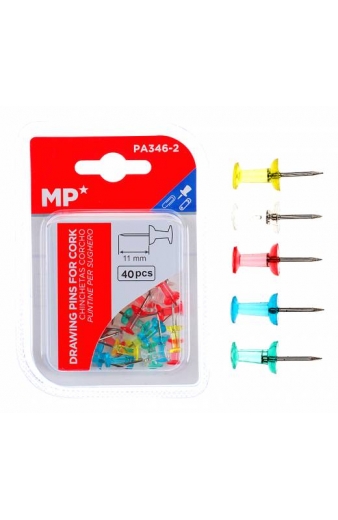 MP χρωματιστές πινέζες για πίνακα PA346-2, 11mm, 40τμχ