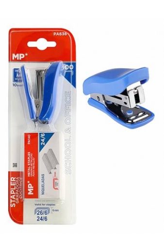 MP mini συρραπτικό με ανταλλακτικά PA636, 24/6-26/6, 10 φύλλα, μπλε