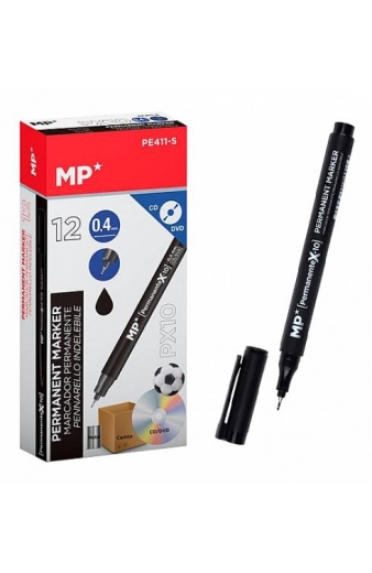 MP ανεξίτηλος μαρκαδόρος PE411-S για CD-DVD, 0.4mm, μαύρος, 12τμχ