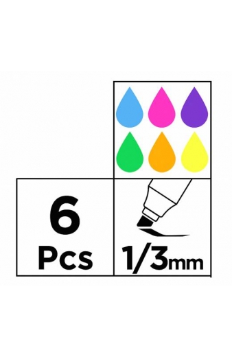 MP μαρκαδόροι υπογράμμισης PE519, διάφορα χρώματα, 1/3mm, 6τμχ