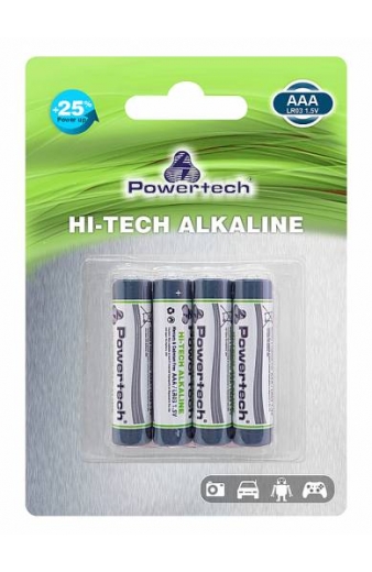 POWERTECH Hi-Tech Αλκαλικές μπαταρίες PT-944, AAA LR03 1.5V, 4τμχ