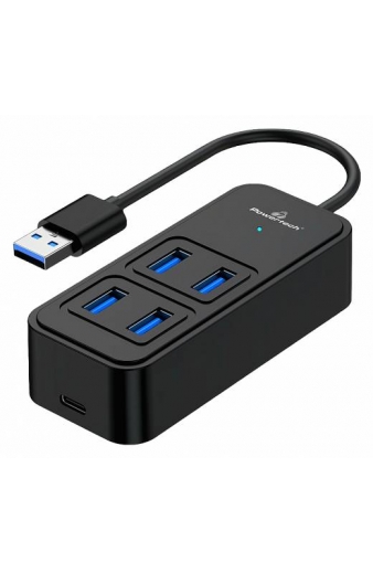 POWERTECH USB hub PTR-0153, 4x θυρών, 5 Gbps, USB σύνδεση, μαύρο