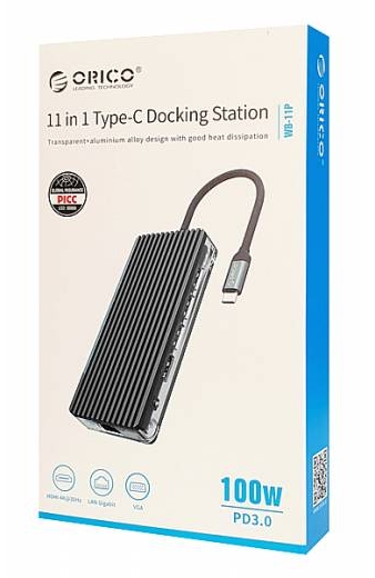 ORICO docking station WB-11P, 11 θυρών, USB-C σύνδεση, 100W PD, 4K, γκρι